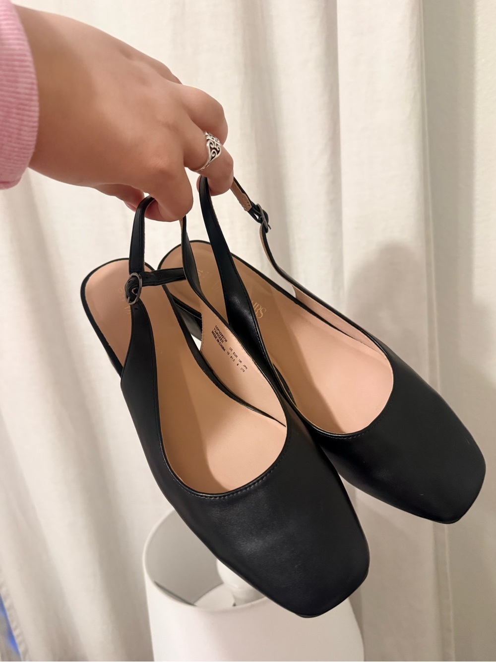 Dream Pairs Black Square-Toe Slingback Mules